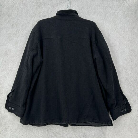 VTG Brandini Woolmark Shacket Mens XL Wool Winter Jacket Zip Up Sweater Black‎ - Picture 2 of 7